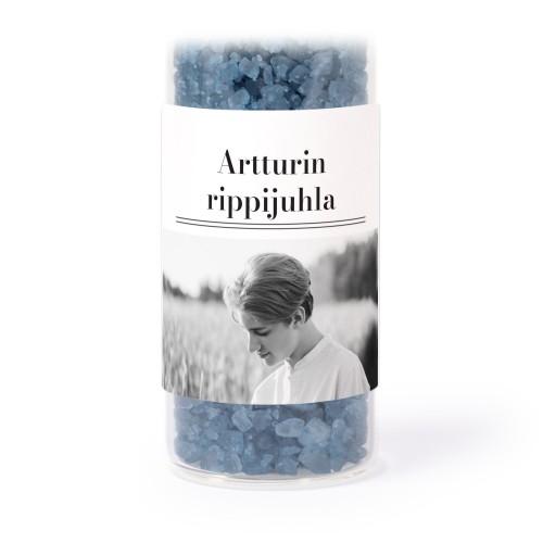 Lasiputki neliö tarroilla & sinisellä kylpysuolalla - 12 kpl