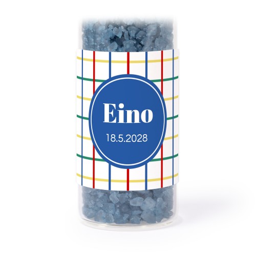 Lasiputki neliö tarroilla & sinisellä kylpysuolalla - 12 kpl