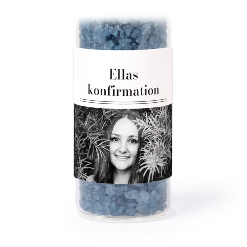 Glasrør med firkantede klistermærker & blåt badesalt - 12 stk