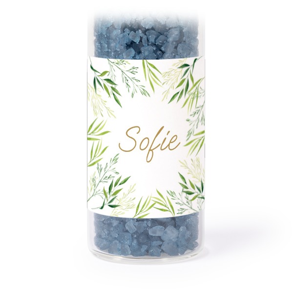 Glasrør med firkantede klistermærker & blåt badesalt - 12 stk Glasrør med firkantede klistermærker & blåt badesalt - 12 stk