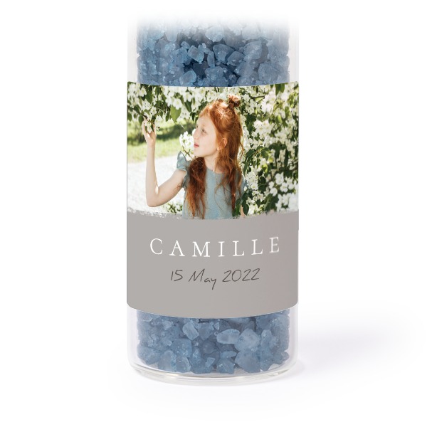 Mini-Glasröhrchen Set mit quadratischen Stickern & Badesalz Blau - 12 Stk.