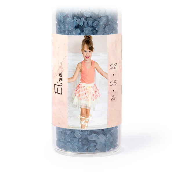 Glasrör med fyrkantiga klistermärken & blått badsalt - 12 st