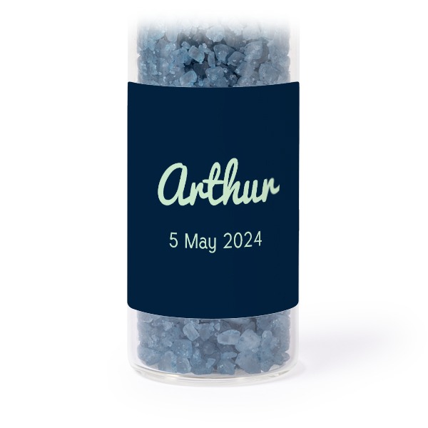 Tubes avec stickers carrés & sel de bain bleu (lot de 12)