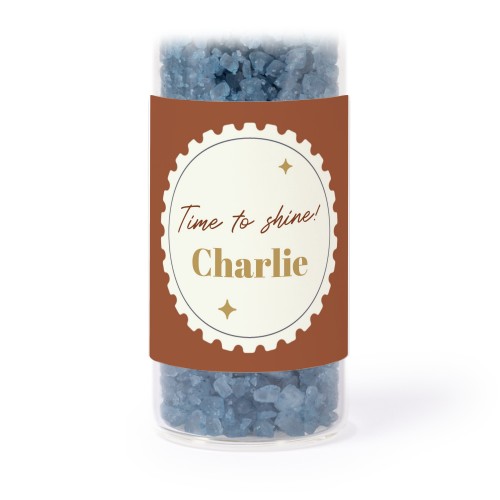 Tubes avec stickers carrés &amp; sel de bain bleu (lot de 12)