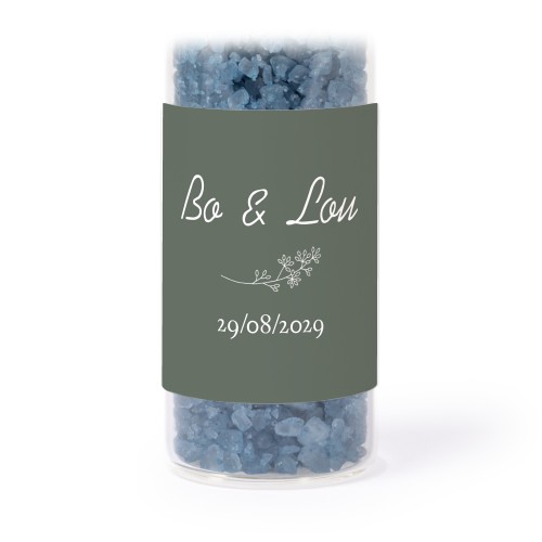 Mini-Glasröhrchen Set mit quadratischen Stickern & Badesalz Blau - 12 Stk.