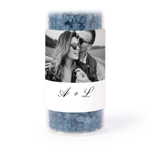 Glazen buisjes met vierkante stickers & blauw badzout - set van 12