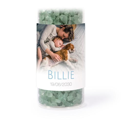 Glazen buisjes met vierkante stickers & groen badzout (set van 12)