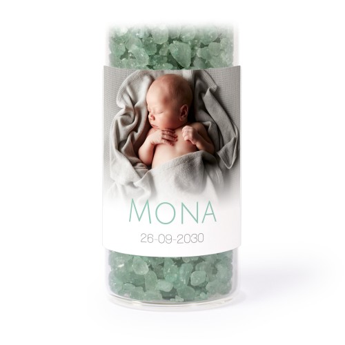 Tube avec sticker carré &amp; sel de bain vert (lot de 12)