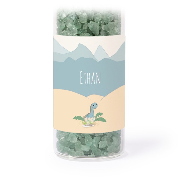 Glasrør med firkantede klistermærker & grønt badesalt - 12 stk