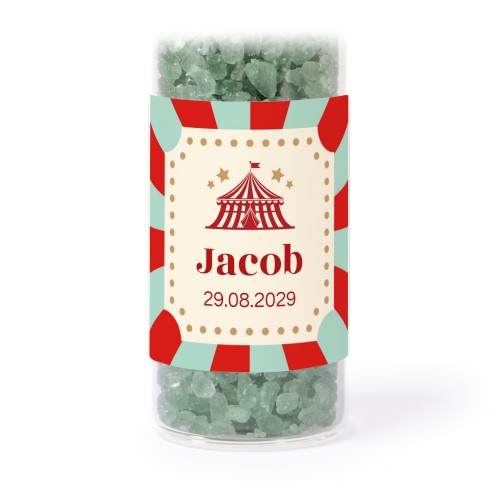 Glass tubes with square stickers & green bath salt - set of 12