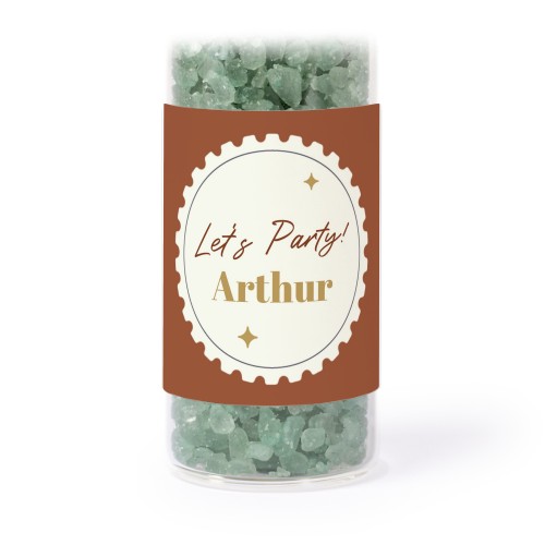 Tube avec sticker carré &amp; sel de bain vert (lot de 12)