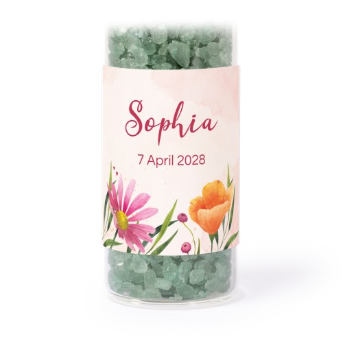 Lasiputki neliö tarroilla & vihreällä kylpysuolalla - 12 kpl