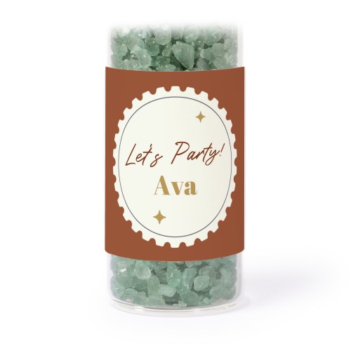 Glasrör med fyrkantiga klistermärken & grönt badsalt - 12 st