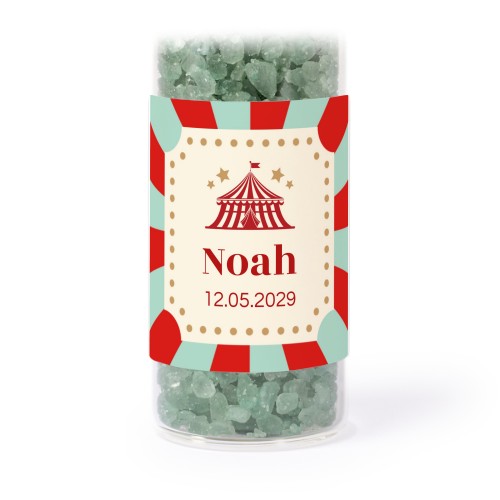 Glazen buisjes met vierkante stickers & groen badzout (set van 12)