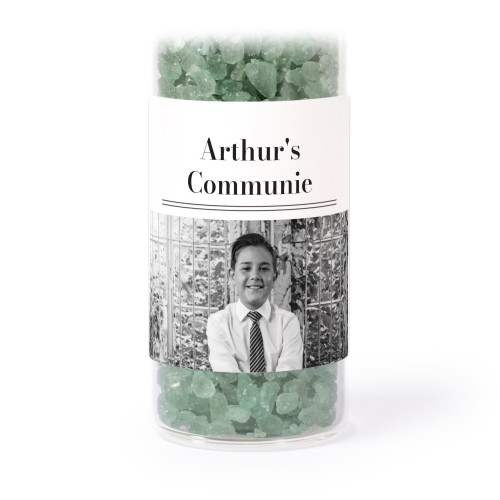 Glazen buisjes met vierkante stickers & groen badzout - set van 12