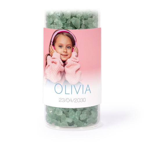 Glazen buisjes met vierkante stickers & groen badzout (set van 12)