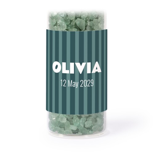 Mini-Glasröhrchen Set mit quadratischen Stickern & Badesalz Grün - 12 Stk.