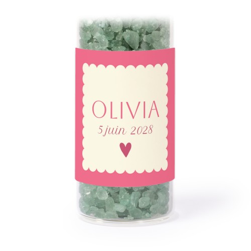 Tube avec sticker carré &amp; sel de bain vert (lot de 12)