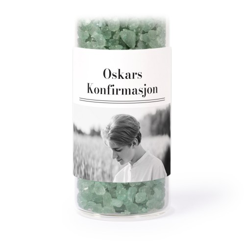 Glassrør med firkantede klistremerker & grønt badesalt - 12 stk