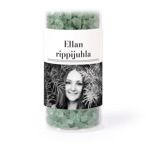 Lasiputki neliö tarroilla & vihreällä kylpysuolalla - 12 kpl