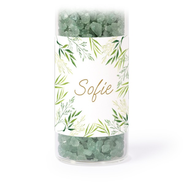 Glassrør med firkantede klistremerker & grønt badesalt - 12 stk