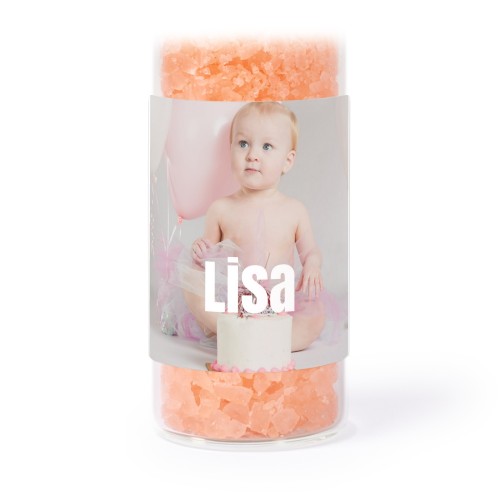 Glasrör med fyrkantiga klistermärken & rosa badsalt - 12 st