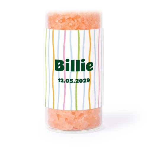 Glazen buisjes met vierkante stickers & roze badzout (set van 12)