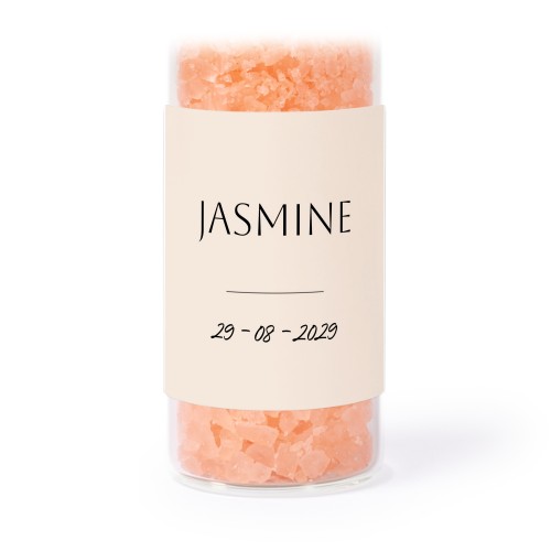 Glass tubes with square stickers & pink bath salt - set of 12