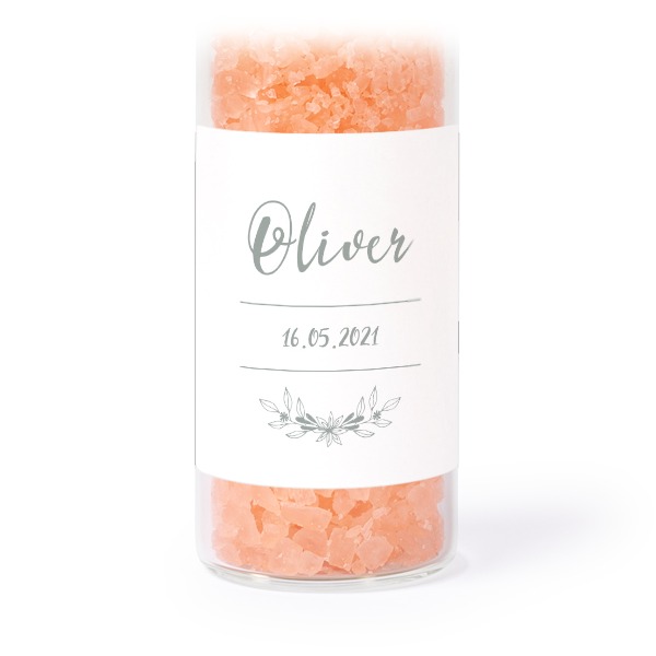 Glasrör med fyrkantiga klistermärken & rosa badsalt - 12 st