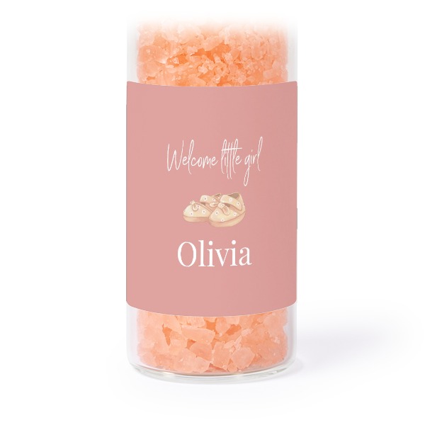 Glasrör med fyrkantiga klistermärken & rosa badsalt - 12 st