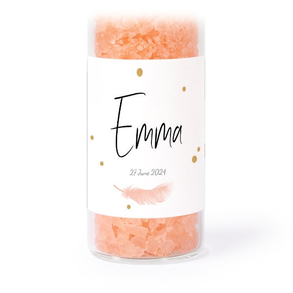 Tube avec sticker carré &amp; sel de bain rose (lot de 12)