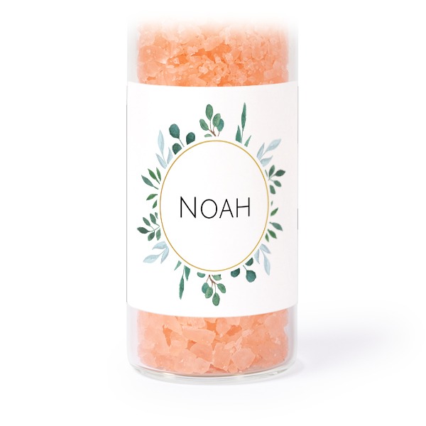 Glasrör med fyrkantiga klistermärken & rosa badsalt - 12 st