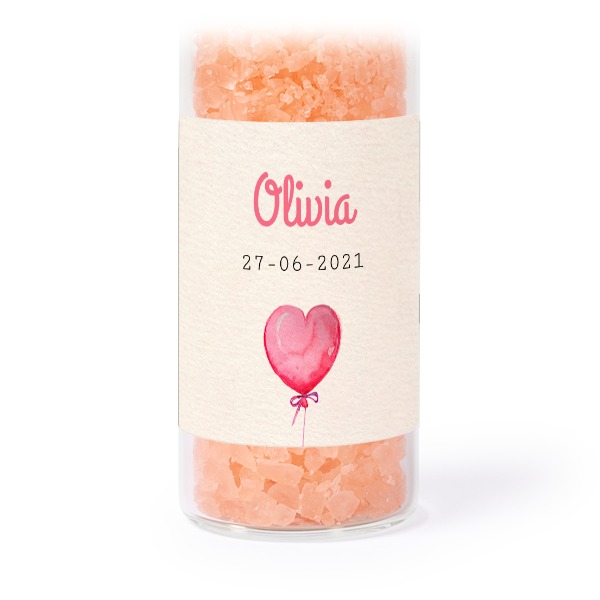 Glasrör med fyrkantiga klistermärken & rosa badsalt - 12 st