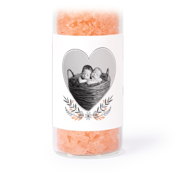 Glasrör med fyrkantiga klistermärken & rosa badsalt - 12 st