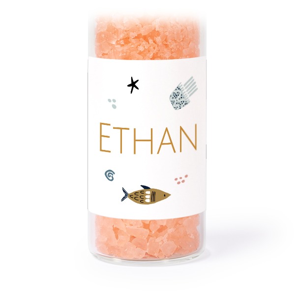 Glasrør med firkantede klistermærker & lyserødt badesalt - 12 stk