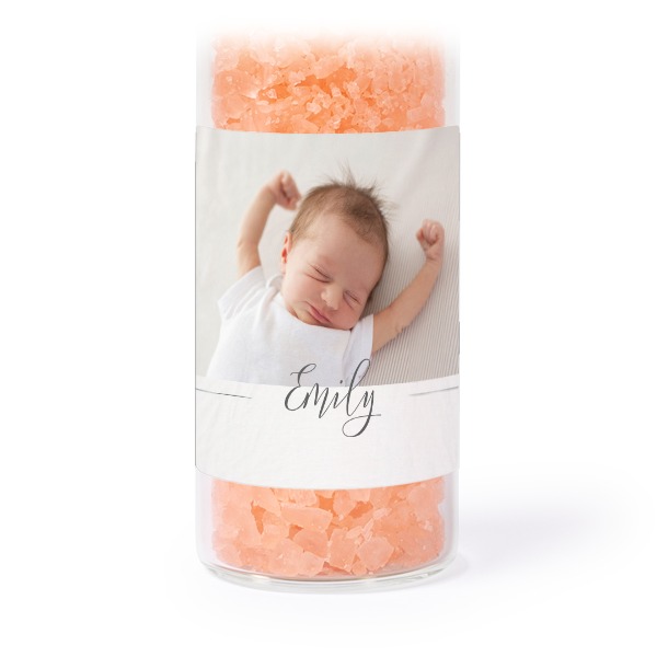 Glazen buisjes met vierkante stickers & roze badzout - set van 12