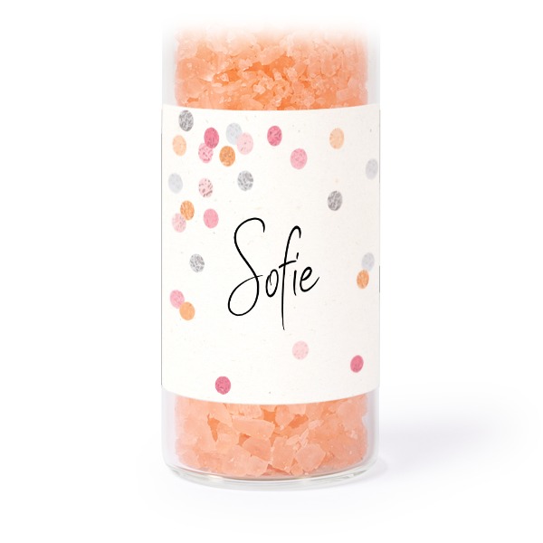Tube avec sticker carré & sel de bain rose (lot de 12)
