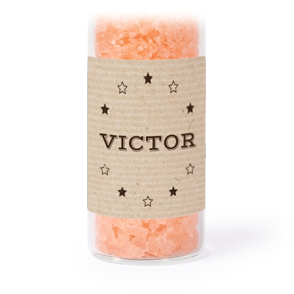 Tube avec sticker carré & sel de bain rose (lot de 12)