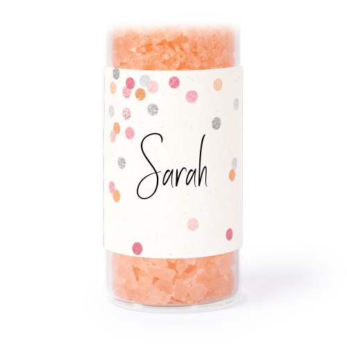 Glazen buisjes met vierkante stickers & roze badzout - set van 12