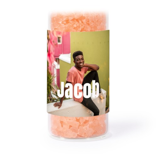 Glazen buisjes met vierkante stickers & roze badzout - set van 12
