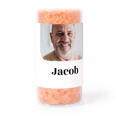 Glass tubes with square stickers & pink bath salt - set of 12