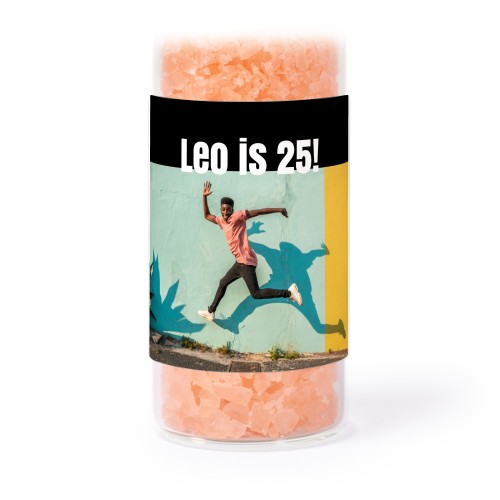 Glasrör med fyrkantiga klistermärken & rosa badsalt - 12 st