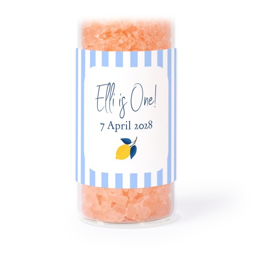 Glasrör med fyrkantiga klistermärken & rosa badsalt - 12 st