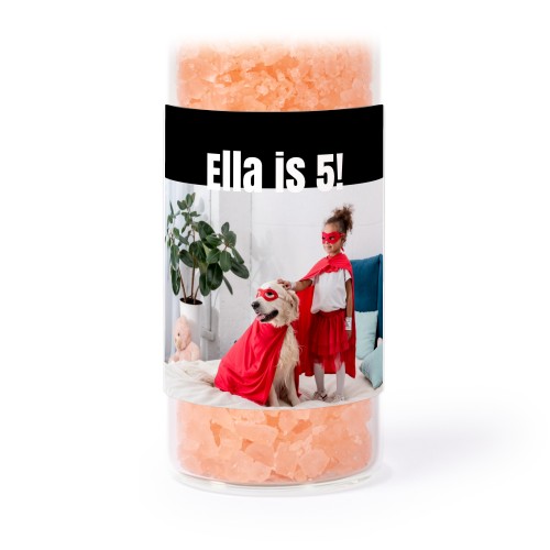 Glasrör med fyrkantiga klistermärken & rosa badsalt - 12 st