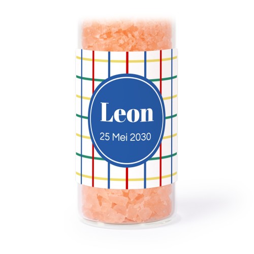 Glazen buisjes met vierkante stickers & roze badzout - set van 12