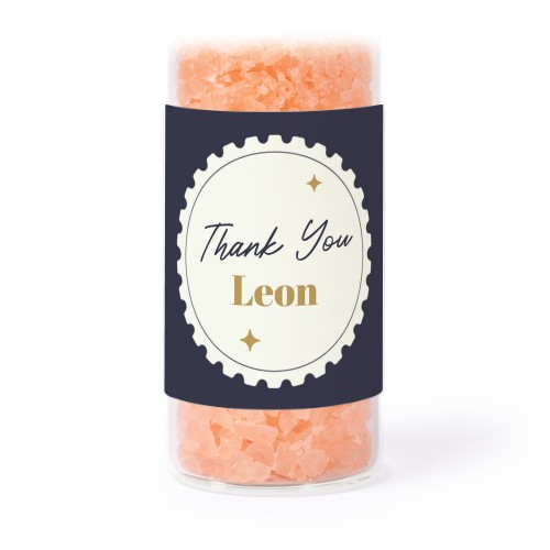 Glazen buisjes met vierkante stickers & roze badzout (set van 12) Glazen buisjes met vierkante stickers & roze badzout (set van 12)