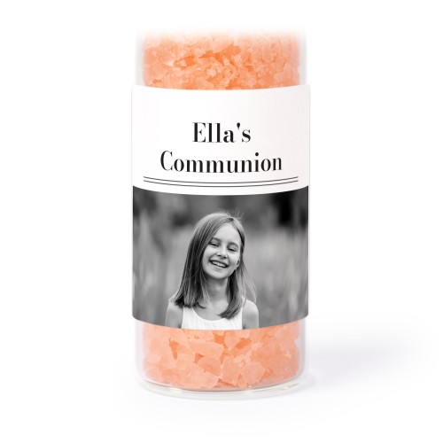 Glass tubes with square stickers & pink bath salt - set of 12