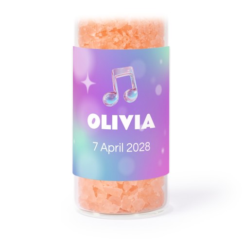 Glazen buisjes met vierkante stickers & roze badzout - set van 12