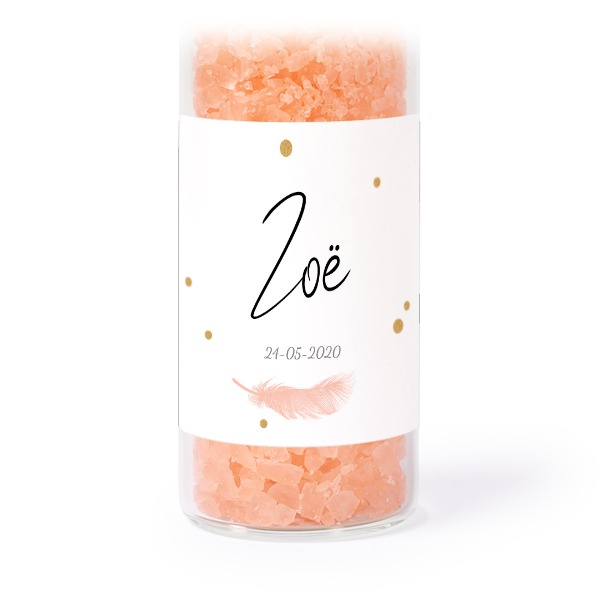 Tube avec sticker carré &amp; sel de bain rose (lot de 12)