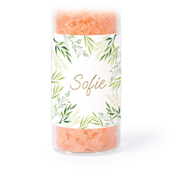 Glasrør med firkantede klistermærker & lyserødt badesalt - 12 stk Glasrør med firkantede klistermærker & lyserødt badesalt - 12 stk